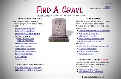 find a grave official site free database